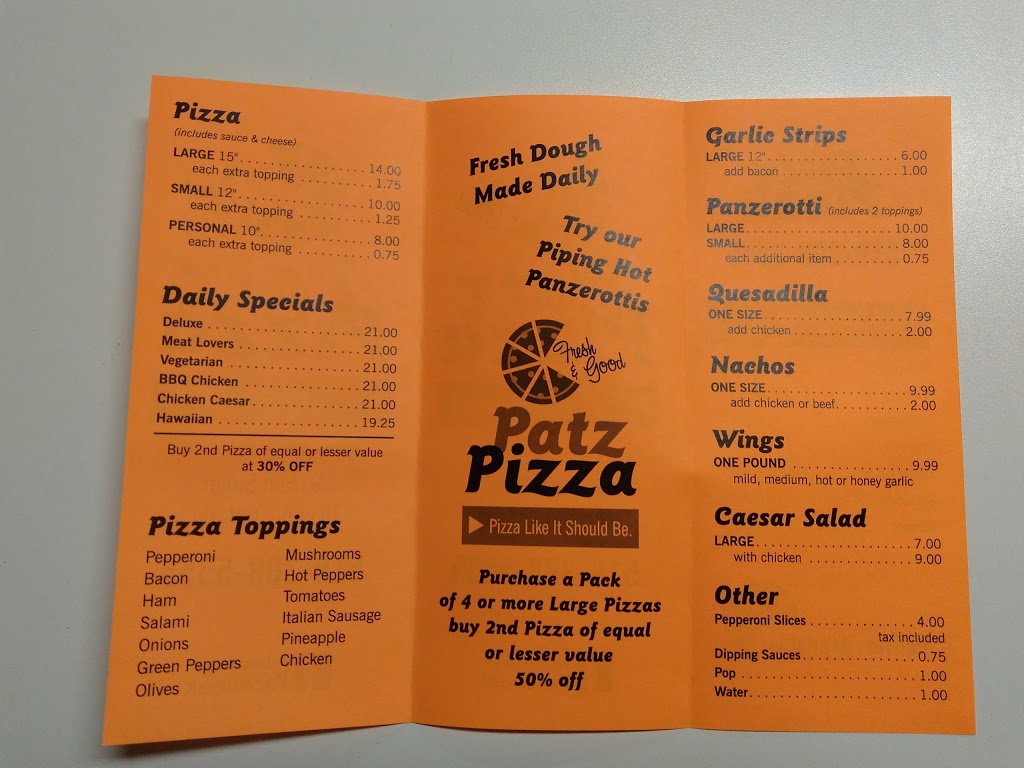 Patz Pizza | 56 Main St, Tiverton, ON N0G 2T0, Canada | Phone: (519) 368-5555