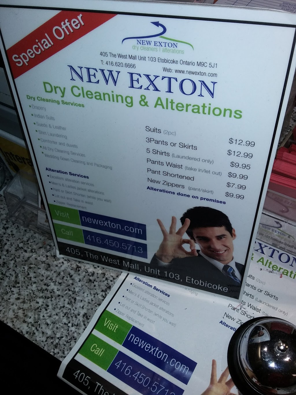 New Exton Dry Cleaners | 405 The West Mall, Etobicoke, ON M9C 5J1, Canada | Phone: (416) 620-6666