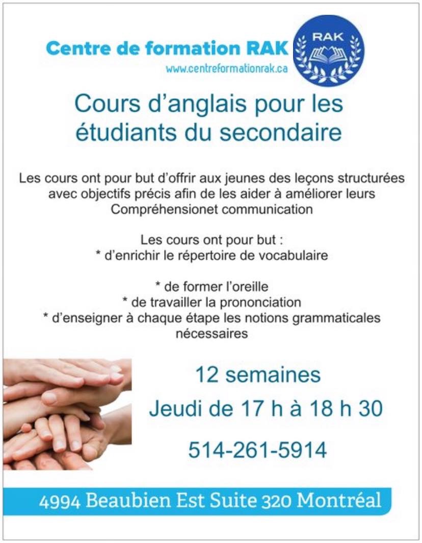 Rakconseil / Centre De Formation Rak | 4994 Rue Beaubien E suite 320, Montréal, QC H1T 1V4, Canada | Phone: (514) 261-5914