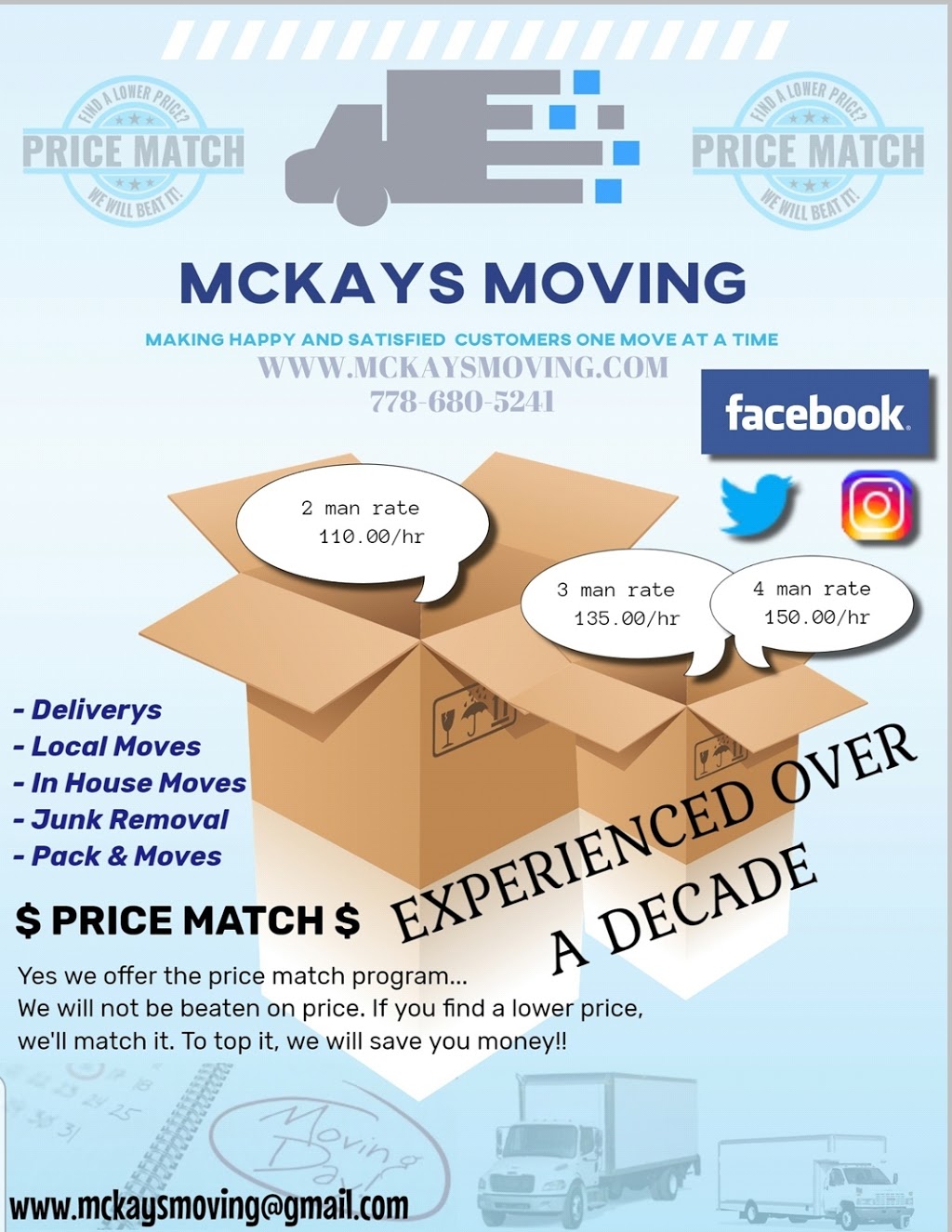 MCKAYS MOVING | 12333 66 Ave, Surrey, BC V3W 2A3, Canada | Phone: (778) 680-5241