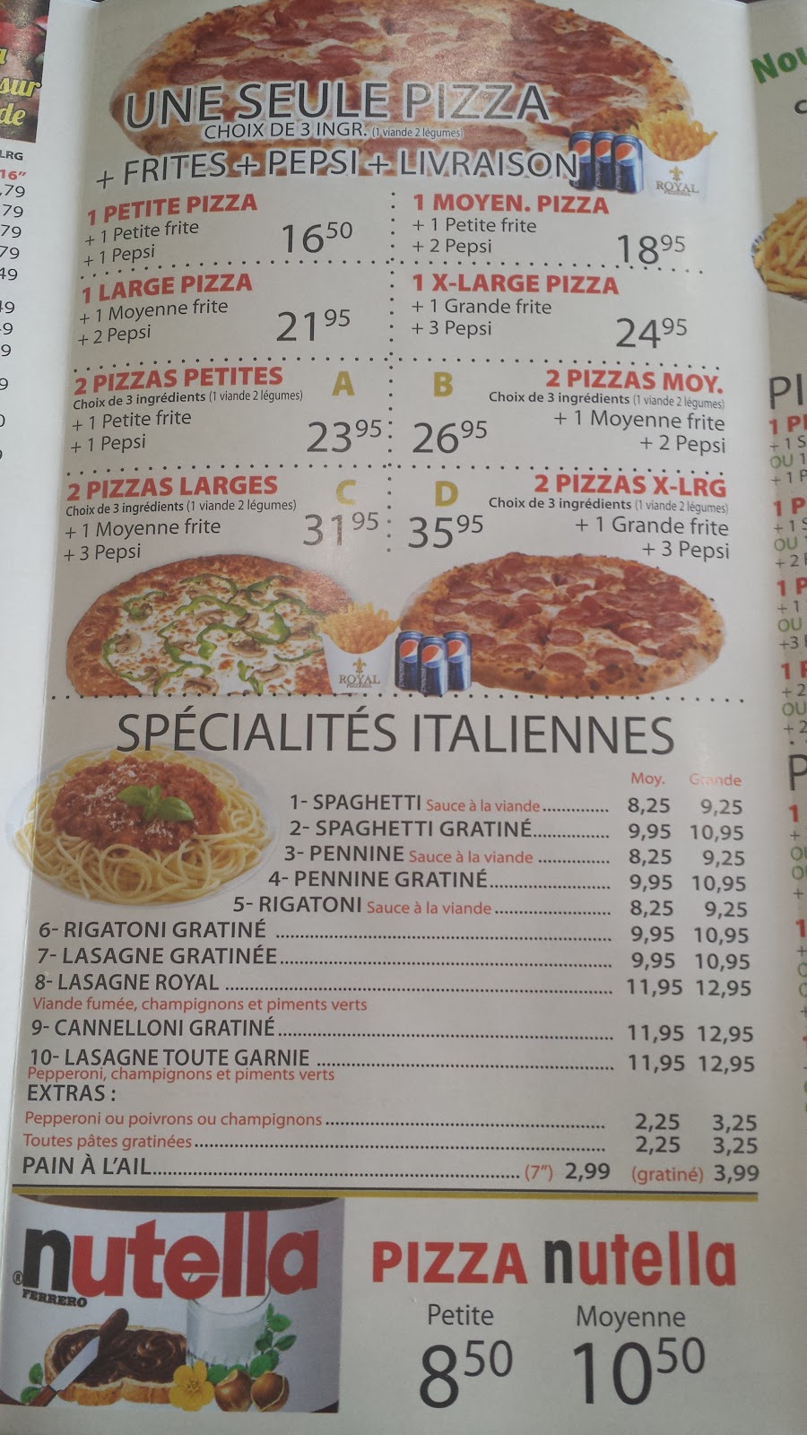 Royal Pizzeria | 7 Chemin de Lavaltrie, Lavaltrie, QC J5T 2H2, Canada | Phone: (450) 586-5454