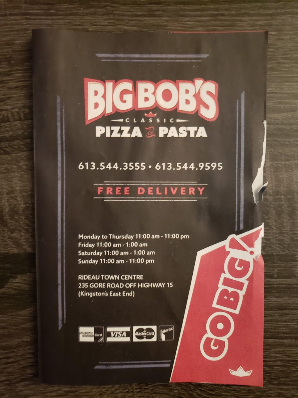 Big Bobs Classic Pizza and Pasta | 235 Gore Rd, Kingston, ON K7K 6N3, Canada | Phone: (613) 544-3555