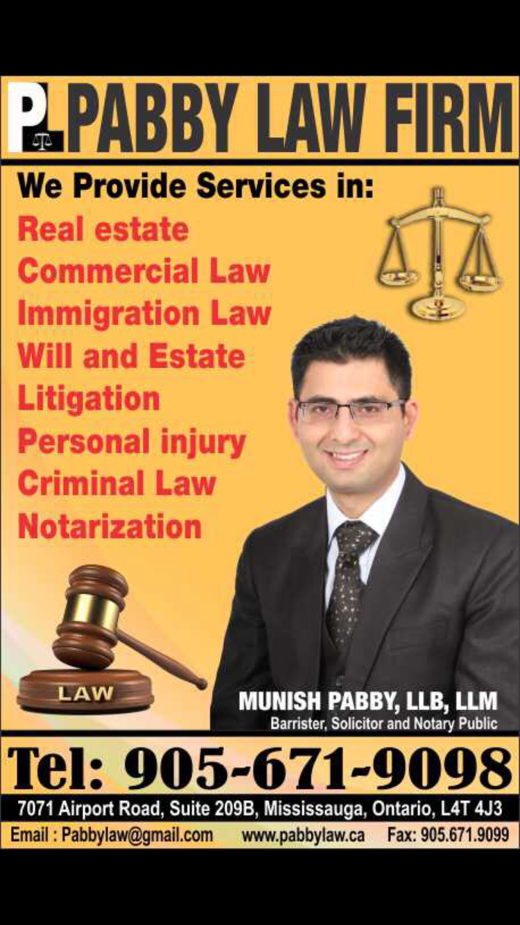 Pabby Law Firm | 7071 Airport Rd Unit 209B, Mississauga, ON L4T 4J3, Canada | Phone: (905) 671-9098