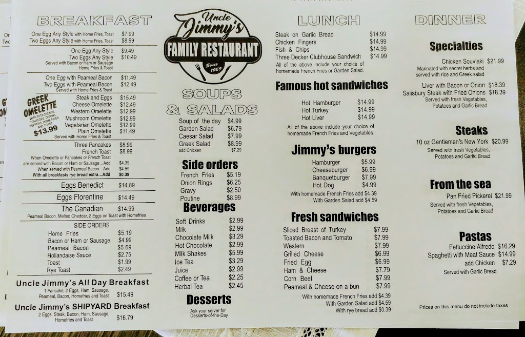 Uncle Jimmy’s Family Restaurant | 9225 ON-93, Midland, ON L4R 4K4, Canada | Phone: (705) 526-6788