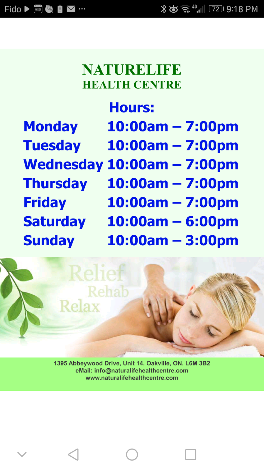 Naturelife Health Centre | 1395 Abbeywood Dr Unit 14, Oakville, ON L6M 3B2, Canada | Phone: (905) 827-9968