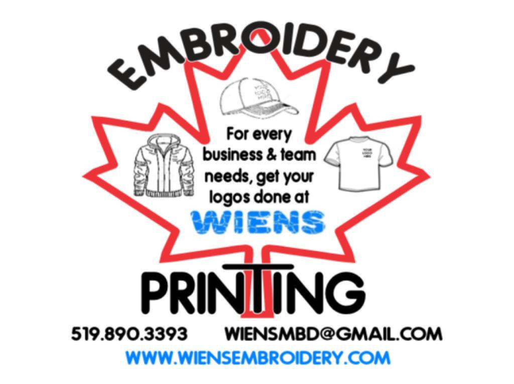 Wiens Embroidery | 1031 Mersea Rd 2, Leamington, ON N8H 3V7, Canada | Phone: (519) 890-3393