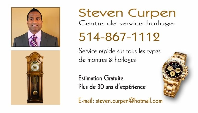 Steven Curpen Watch & Clock Service Center | 501 Boulevard des Promenades, Saint-Bruno-de-Montarville, QC J3V 6A8, Canada | Phone: (514) 867-1112