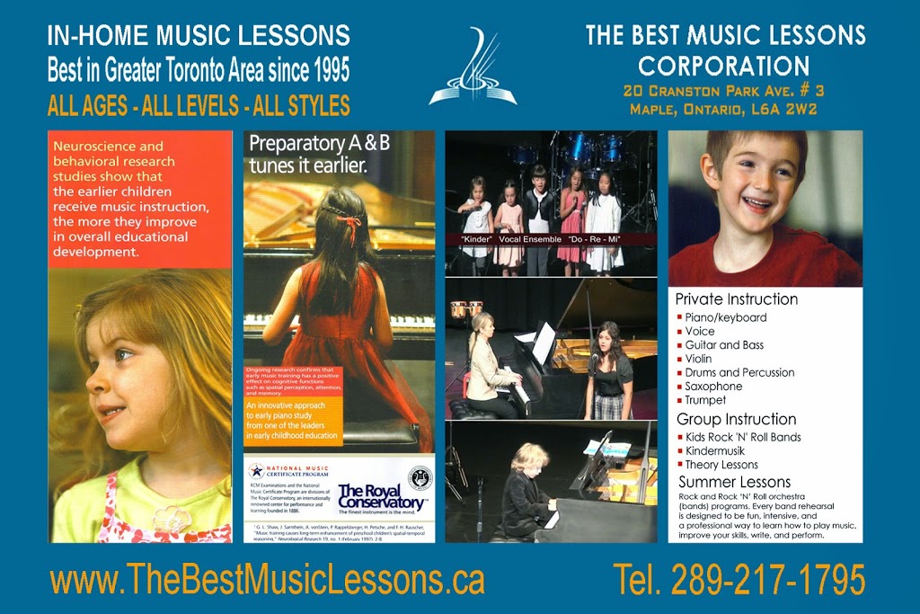 The Best Music Lessons Corporation | 20 Cranston Park Ave, Maple, ON L6A 2W2, Canada | Phone: (416) 845-5302