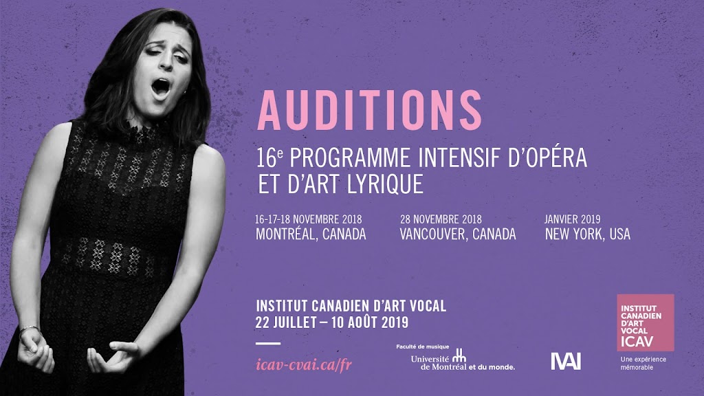 ICAV Institut Canadien dArt Vocal | 200 Av. Vincent-DIndy, Outremont, QC H2V 2T2, Canada | Phone: (514) 554-8822