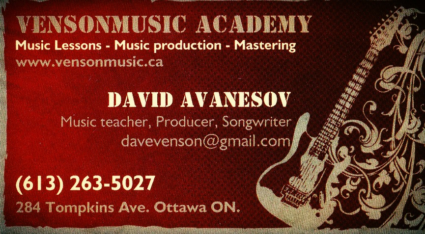 Venson Music Academy - Recording studio | Tompkins Ave, Orléans, ON K1E 3K7, Canada | Phone: (613) 263-5027