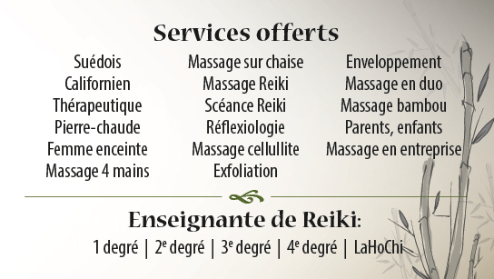 Clinique de Massothérapie & Formation Reiki Du Québec | 3427 Boulevard De La Pinière O, Terrebonne, QC J6X 0A1, Canada | Phone: (438) 399-8400