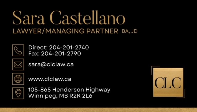 Sara Castellano Lawyer - Castellano Law Corporation | First Floor, 865 Henderson Hwy Unit 105, Winnipeg, MB R2K 2L6, Canada | Phone: (204) 201-2740