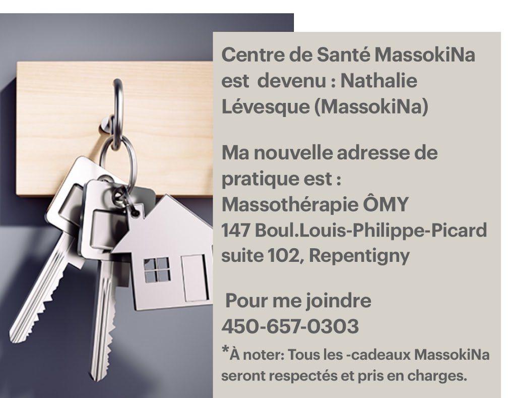 Nathalie Lévesque (MassokiNa) Massothérapie ÔMY | 147 Bd Louis-Philippe-Picard, Repentigny, QC J5Y 0A8, Canada | Phone: (450) 657-0303