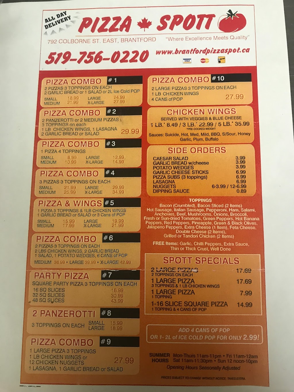 Brantford Pizza Spot | 792 Colborne St E, Brantford, ON N3S 3S4, Canada | Phone: (519) 756-0220