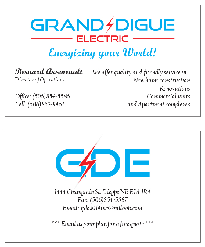 grand-Digue Electric 2014 Inc | 1444 Champlain St, Dieppe, NB E1A 1R4, Canada | Phone: (506) 854-5586