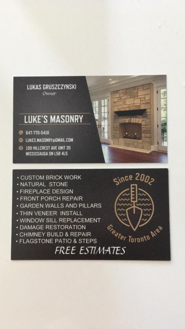 Luke’s Masonry | 199 Hillcrest Ave, Mississauga, ON L5B 4L5, Canada | Phone: (647) 770-5416