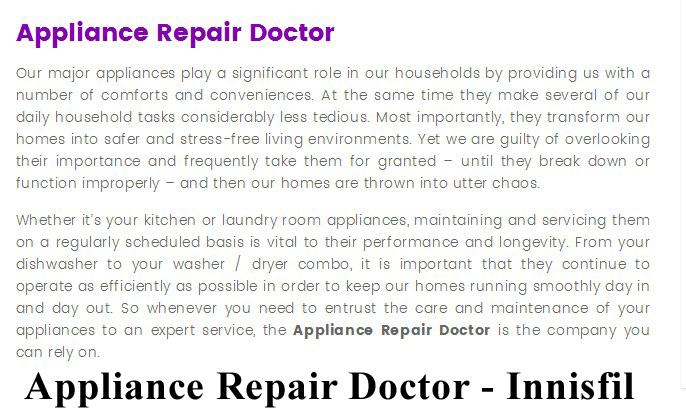 The Appliance Repair Doctor | 7886 Yonge St, Innisfil, ON L9S 1L4, Canada | Phone: (800) 627-3159