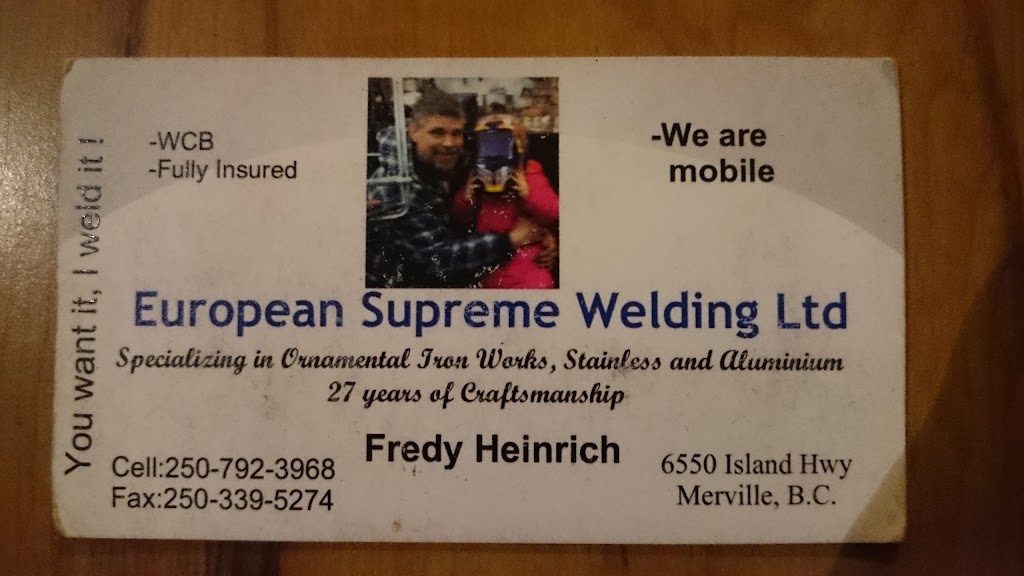 European Supreme Welding Ltd | V9N 5M9, Merville, BC V9J, Canada | Phone: (250) 792-3968