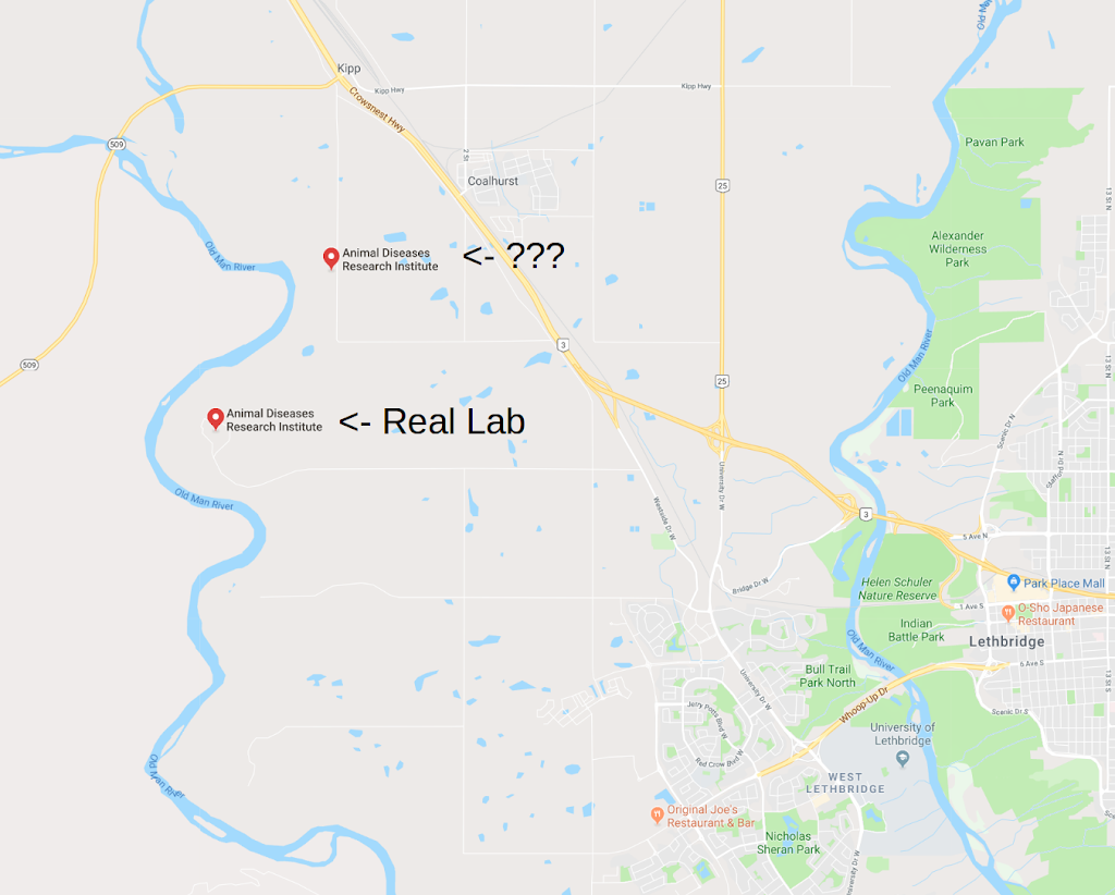 Animal Diseases Research Institute | Township Rd 91, Lethbridge, AB T1J 3Z4, Canada | Phone: (403) 382-5501