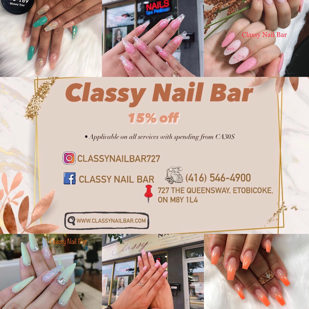 Classy Nail Bar | 727 The Queensway, Etobicoke, ON M8Y 1L4, Canada | Phone: (416) 546-4900