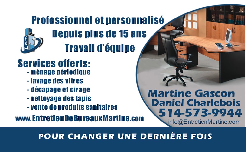 Entretien de Bureaux Martine inc. | 2812 Pl. Alain, Mascouche, QC J7K 3K2, Canada | Phone: (514) 573-9944