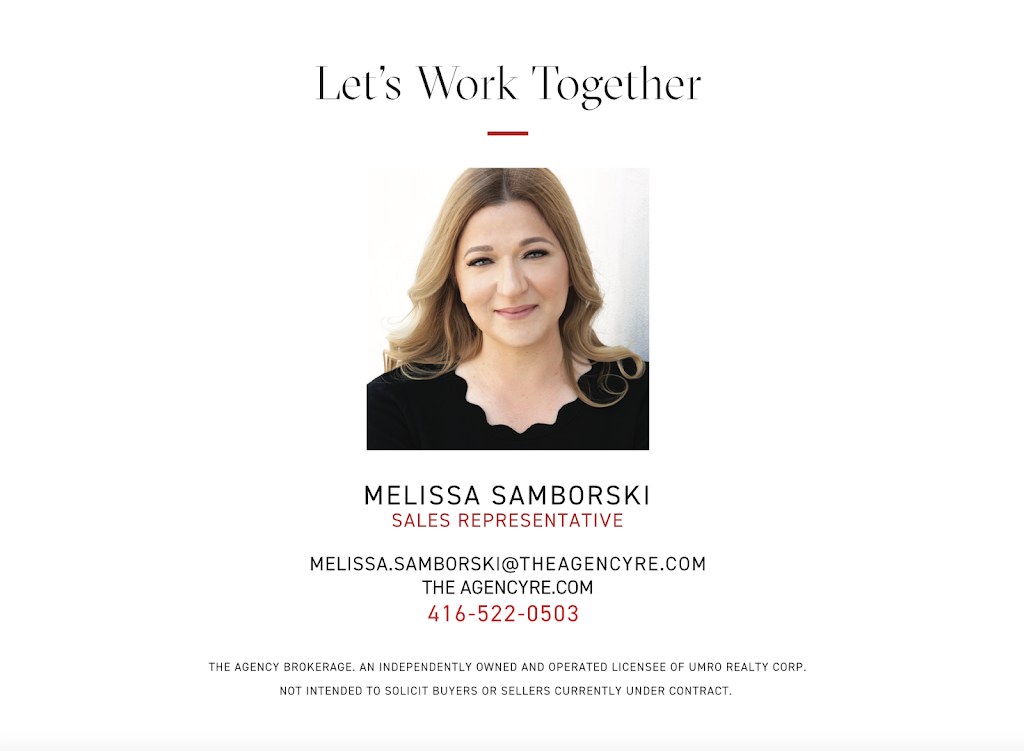 Melissa Samborski at The Agency | 80 Burns Blvd #201, King City, ON L7B 0B3, Canada | Phone: (416) 522-0503