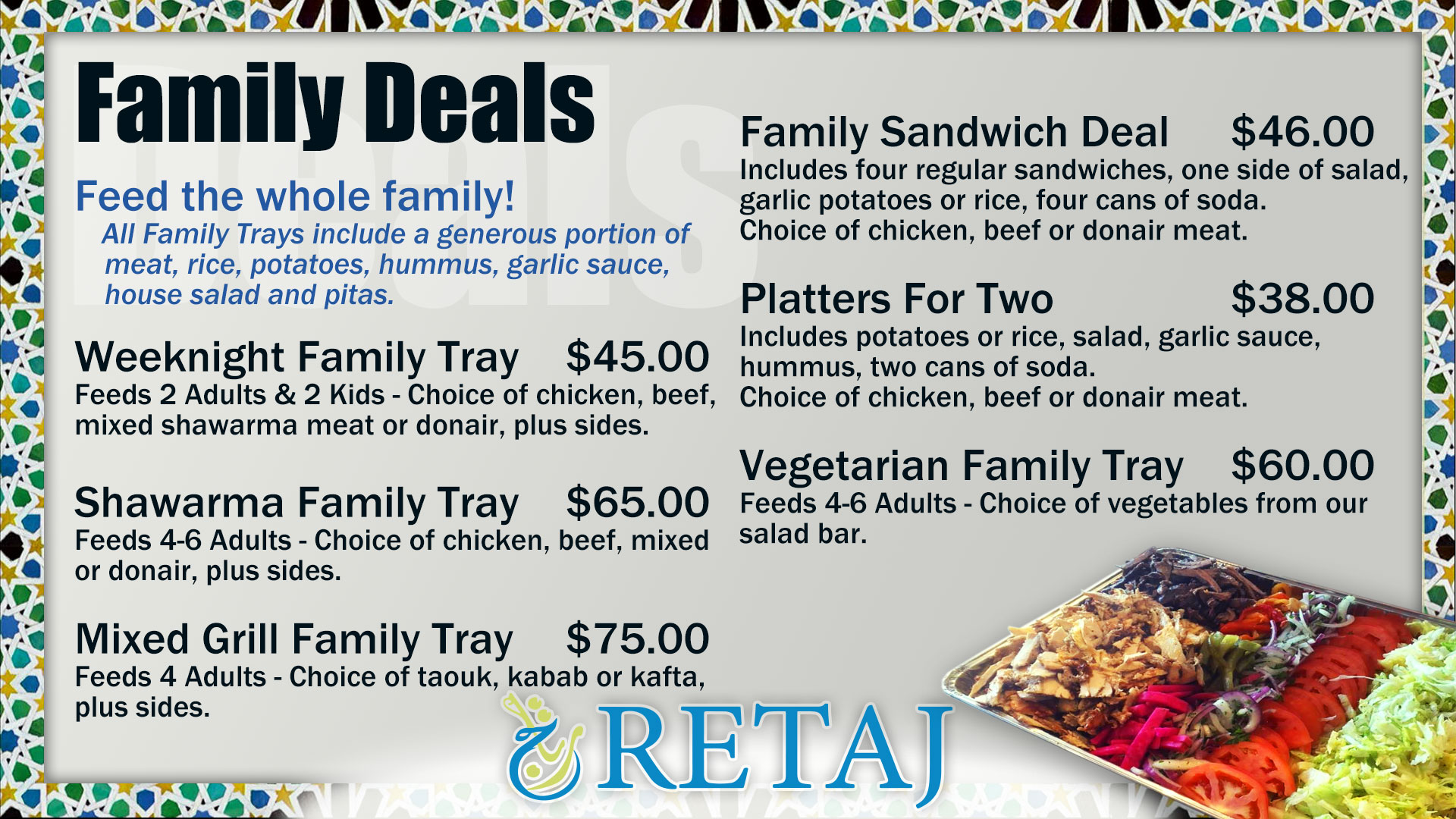 Retaj Mediterranean Cuisine & Shawarma | 4456 Limebank Rd unite 8, Ottawa, ON K1V 2N8, Canada | Phone: (613) 822-3306