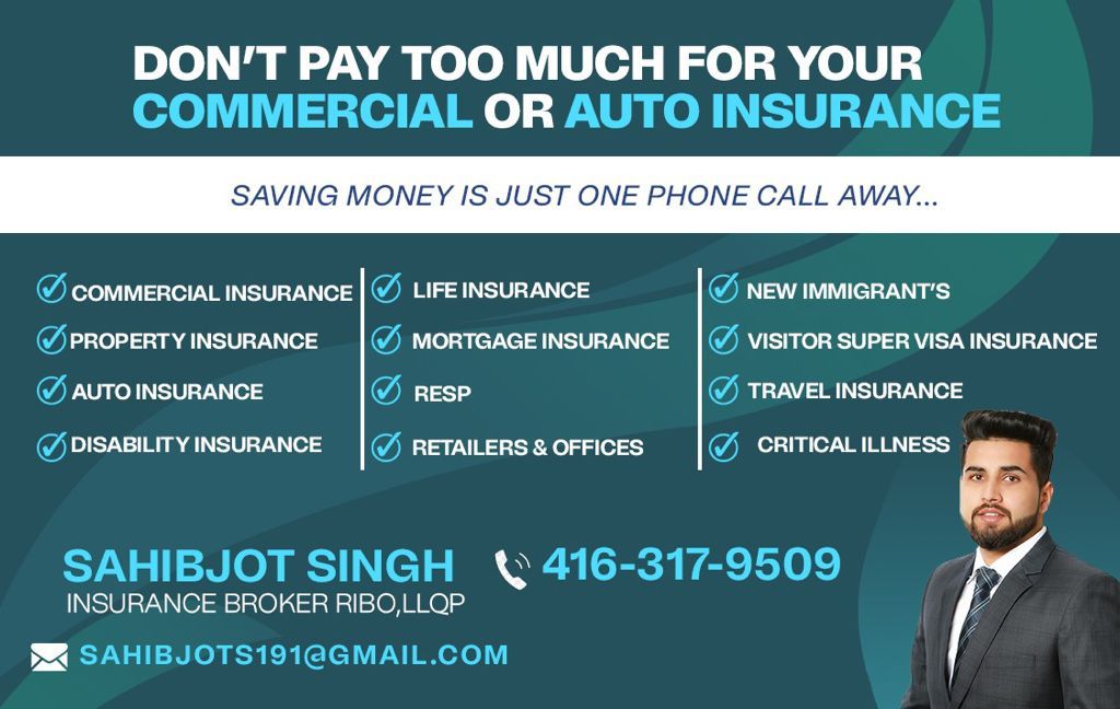 Sahibjot Singh — Insurance Broker | 241 Clarence St Unit # 28, Brampton, ON L6W 4P2, Canada | Phone: (416) 317-9509
