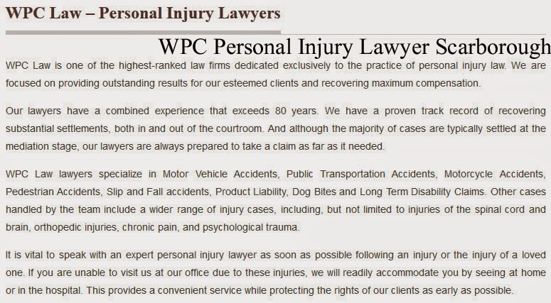 WPC Personal Injury Lawyer | 3464 Kingston Rd #202B, Scarborough, ON M1M 1R5, Canada | Phone: (800) 299-0439