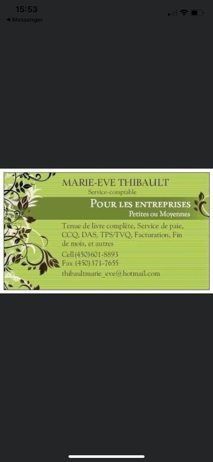 Marie-eve Thibault Service-Comptable | 409 Chem. New Erin, Godmanchester, QC J0S 1H0, Canada | Phone: (450) 601-8893