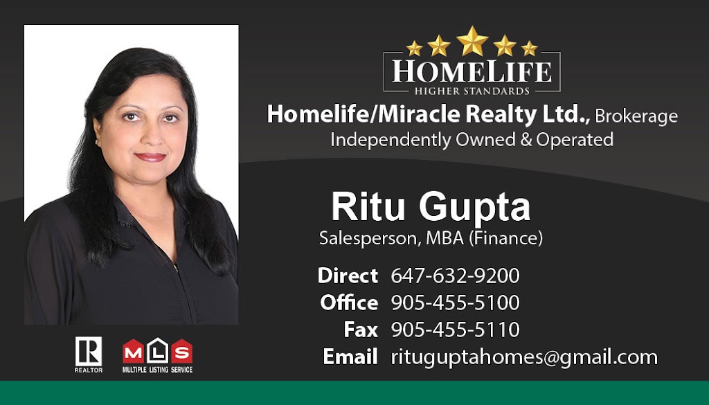 Ritu Gupta, Real Estate Salesperson | Homelife/Miracle Realty Ltd, 821 Bovaird Dr W, Brampton, ON L6X 0T9, Canada | Phone: (647) 632-9200