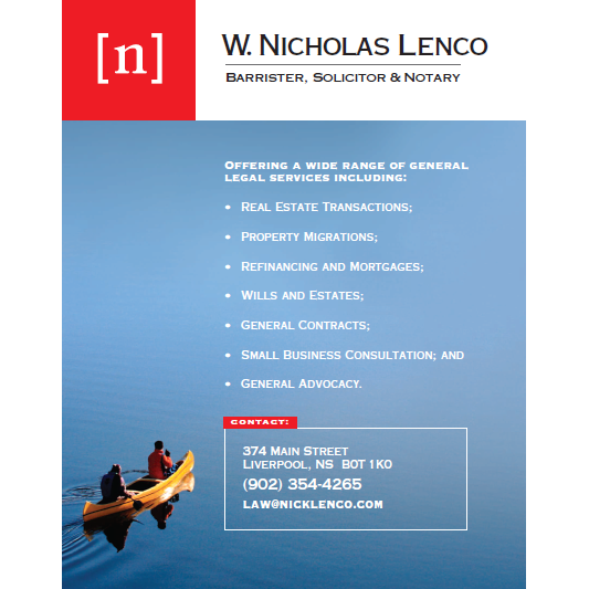 W. Nicholas Lenco Law Office | 374 Main St, Liverpool, NS B0T 1K0, Canada | Phone: (902) 354-4265