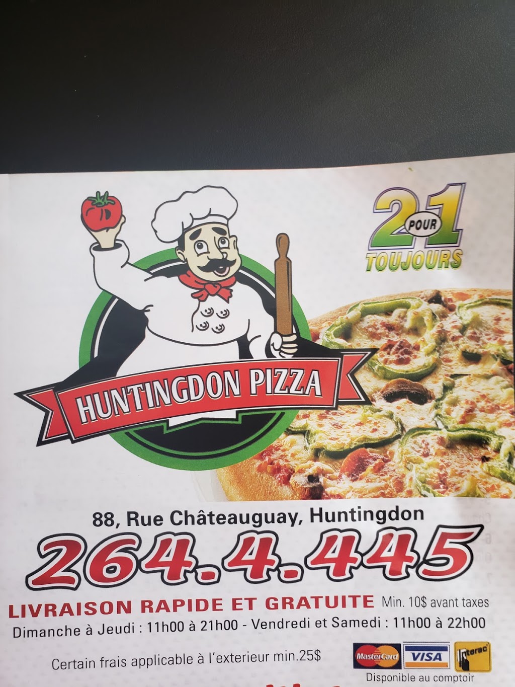 Huntingdon Pizza | 88 Rue Châteauguay, Huntingdon, QC J0S, 88 Rue Châteauguay, Huntingdon, QC J0S, Canada | Phone: (450) 264-4445