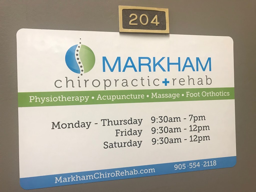 Markham Chiropractic + Rehab | 5293 Hwy 7 Unit #204, Markham, ON L3P 7M7, Canada | Phone: (905) 554-2118