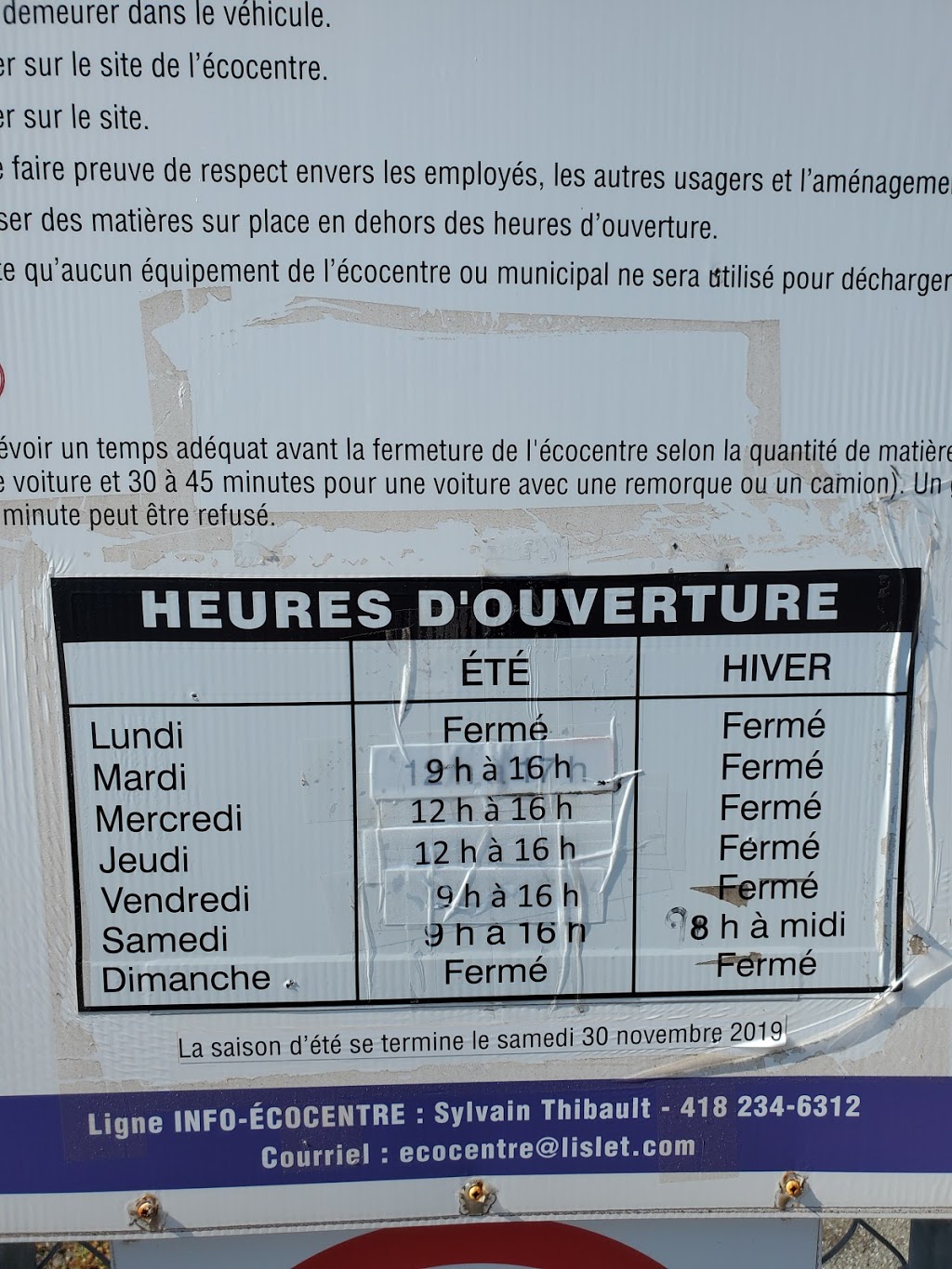 Écocentre LIslet | 451 Boulevard Nilus-Leclerc, Lamartine, QC G0R 1X0, Canada | Phone: (418) 234-6312