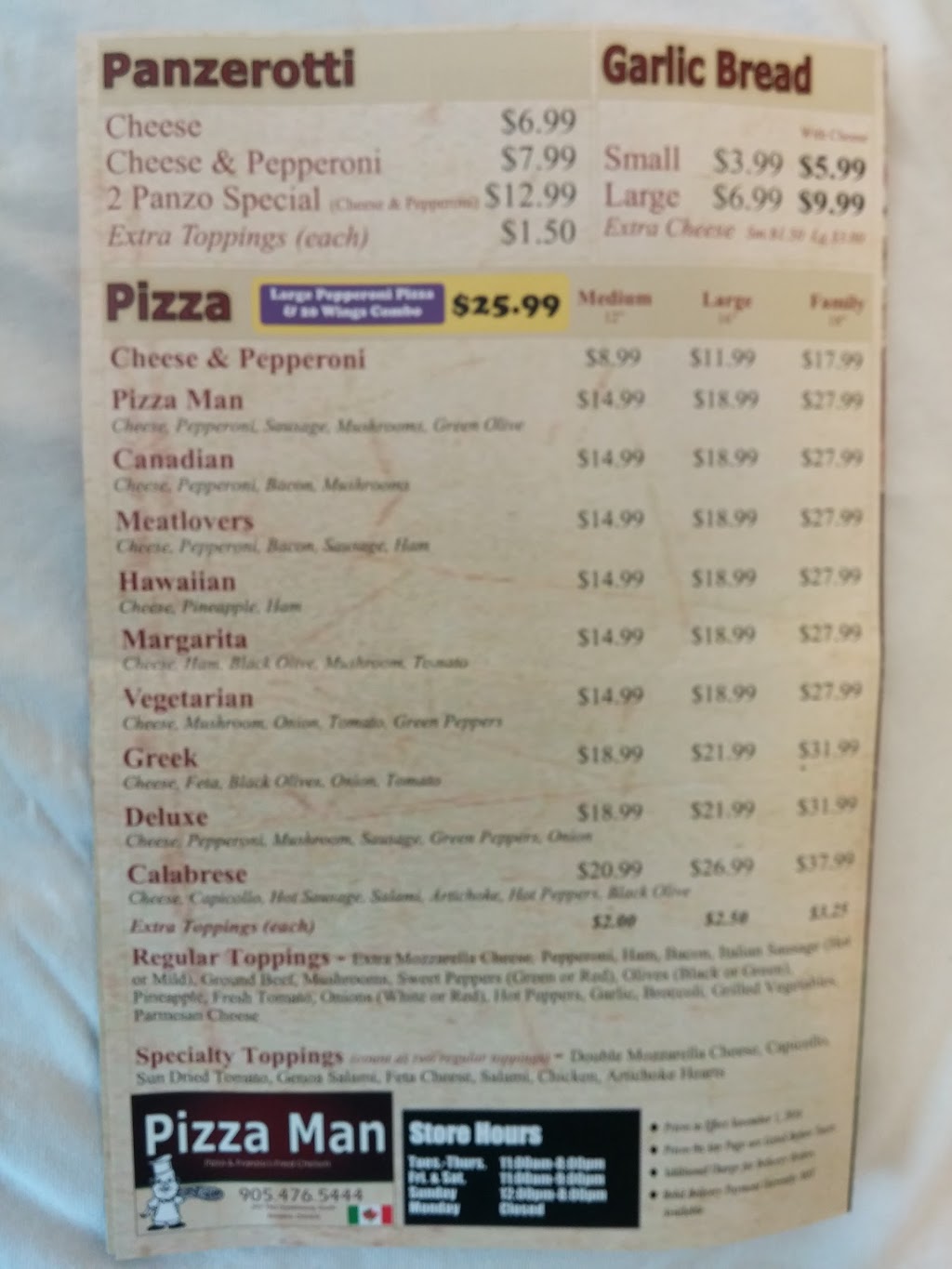 Franzisis Pizzaman | 297 The Queensway S, Keswick, ON L4P 2B5, Canada | Phone: (905) 476-5444