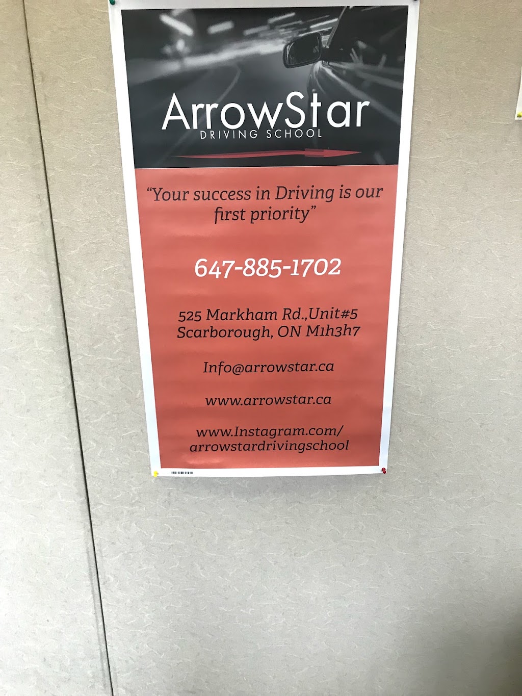 Arrowstar Driving School LTD | 525 Markham Rd unit #5, Scarborough, ON M1H 3H7, Canada | Phone: (647) 885-1702