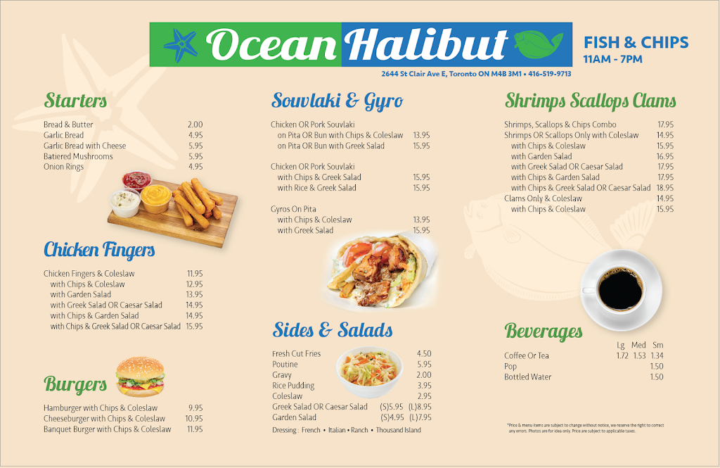 Ocean Halibut | 2644 St Clair Ave E, East York, ON M4B 3M1, Canada | Phone: (416) 519-9713