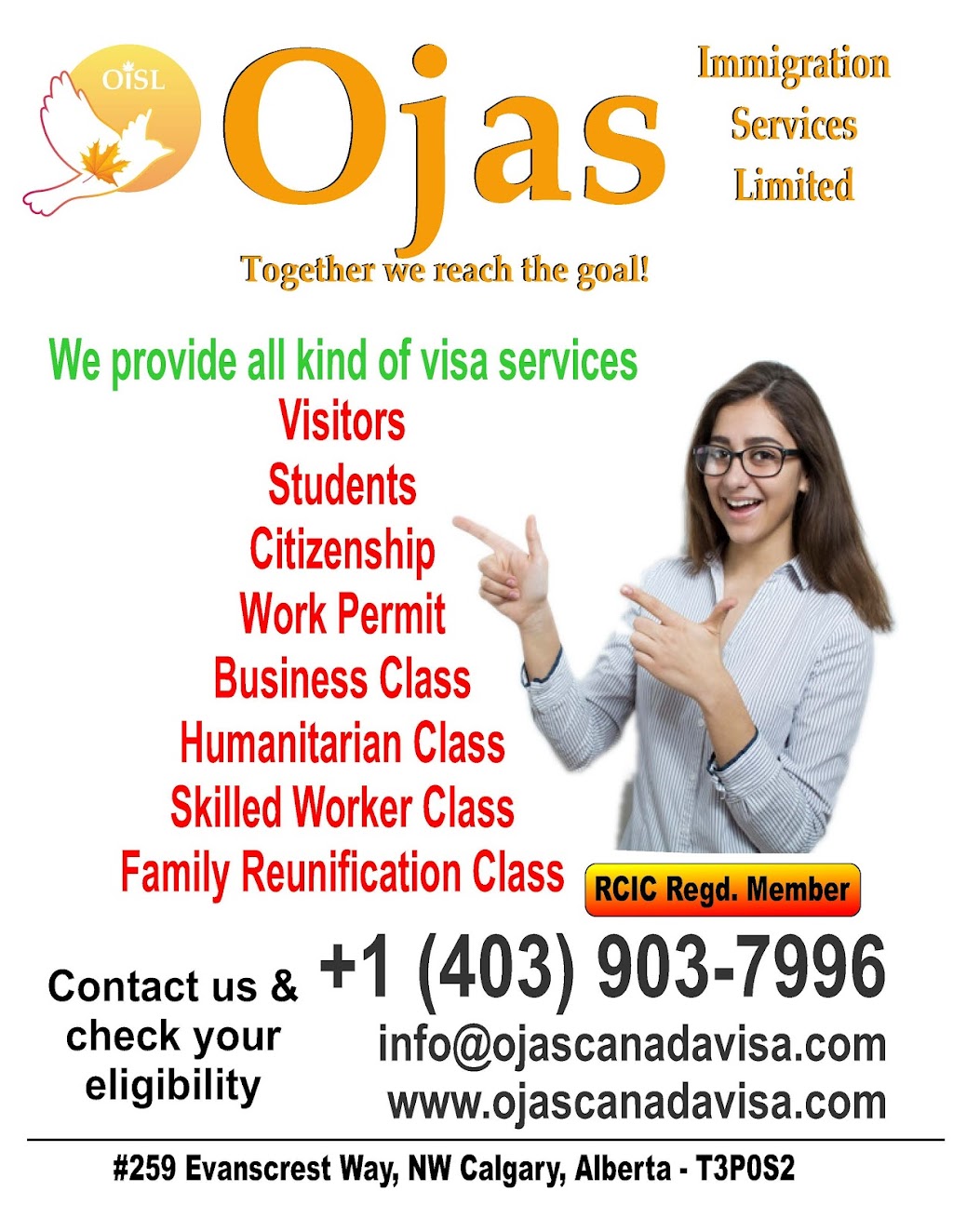 Ojas Immigration Services limited | 259 Evanscrest Way NW, Calgary, AB T3P 0S2, Canada | Phone: (403) 903-7996