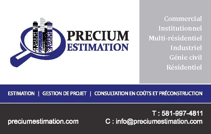 Precium Estimation | 2 Chem. Pintendre #818, Pintendre, QC G6C 1C7, Canada | Phone: (581) 997-4811