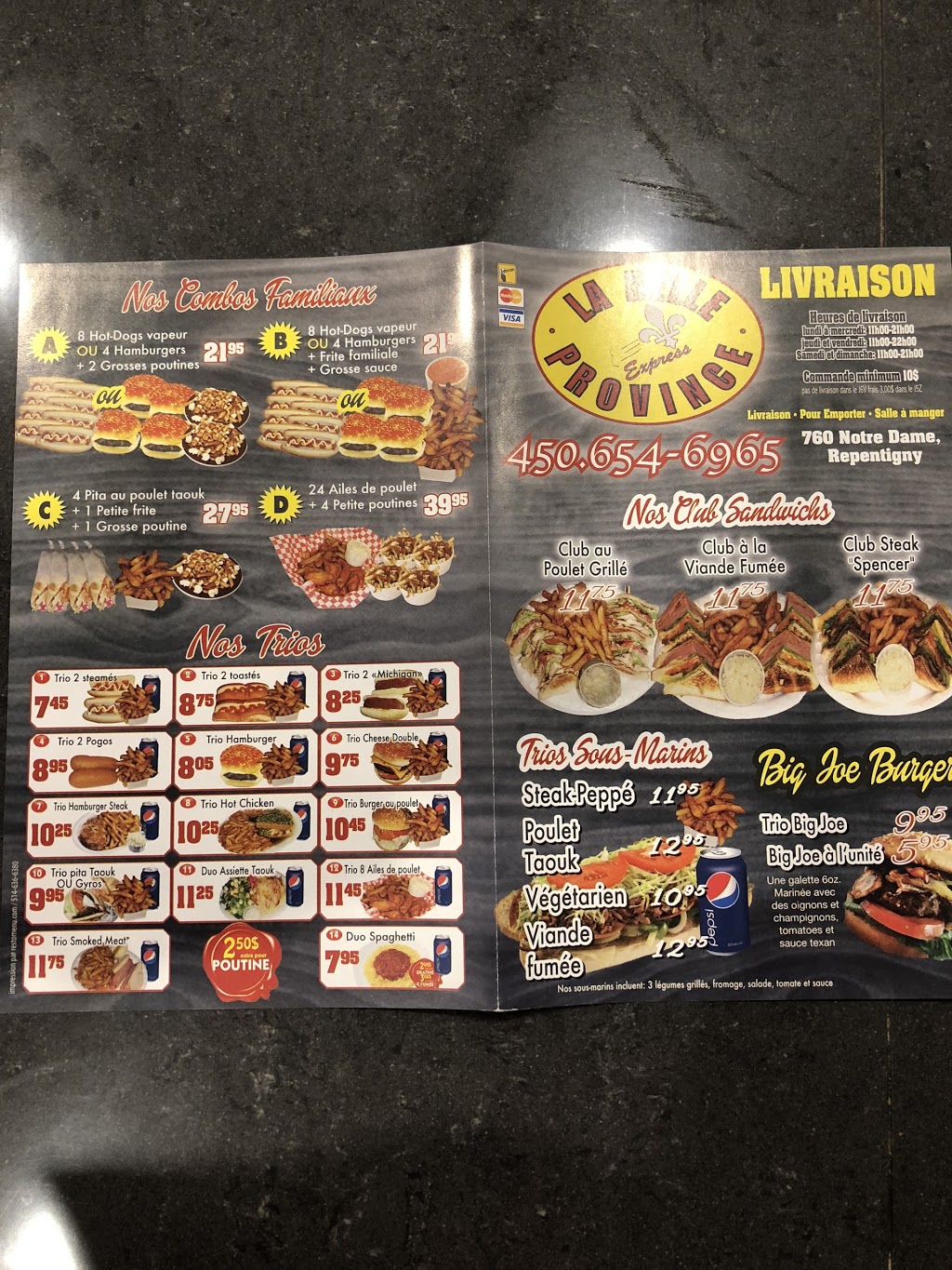 Restaurant La Belle Province Express | 760 Rue Notre-Dame, Repentigny, QC J5Y 1B6, Canada | Phone: (450) 654-6965