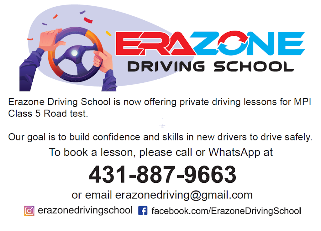 Erazone Driving School | Novavista Dr, Winnipeg, MB R2N 1G1, Canada | Phone: (431) 887-9663