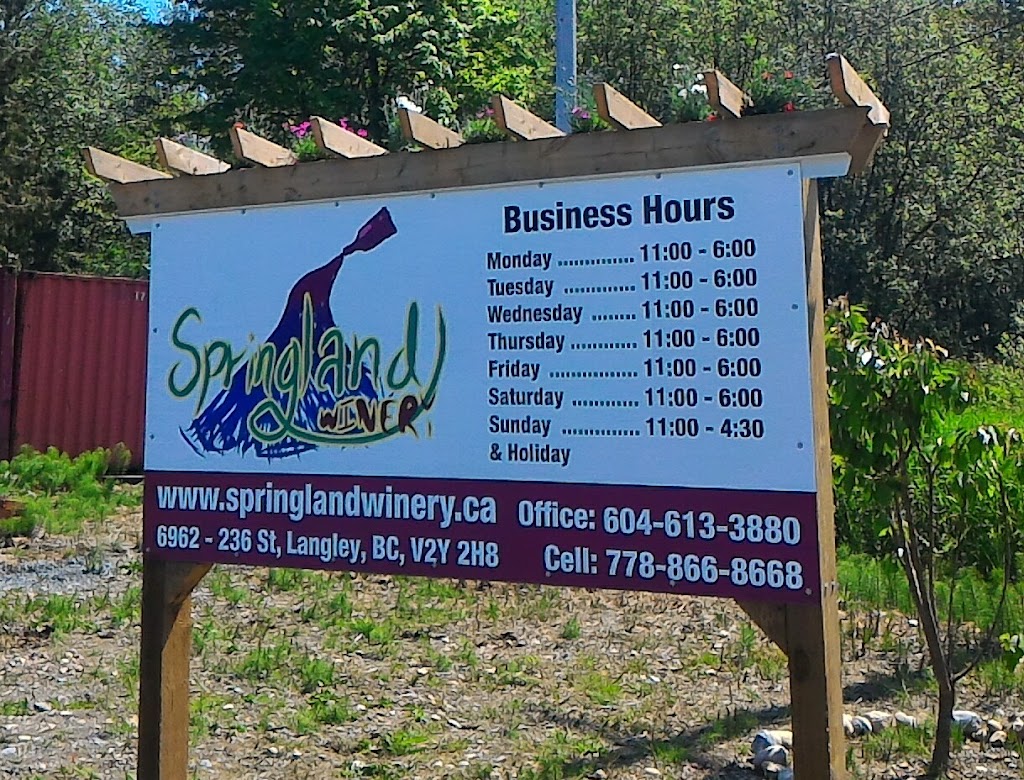 Springland Winery | 6962 236 St, Langley, BC V2Y 2H8, Canada | Phone: (778) 866-8668