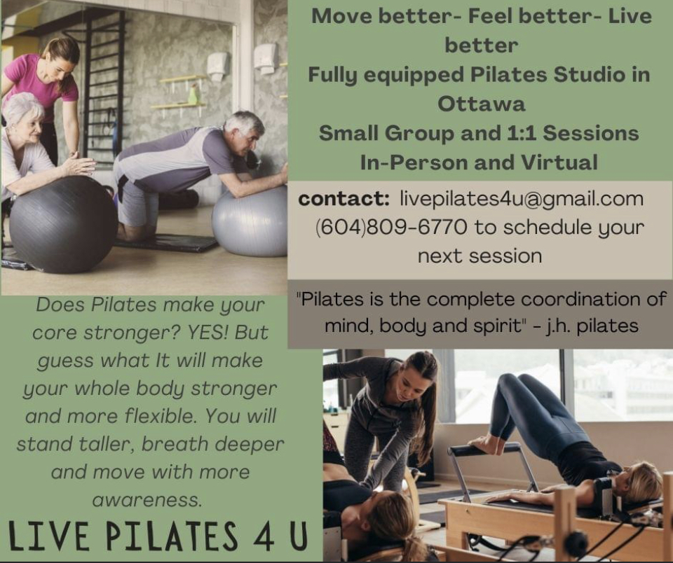 Live Pilates 4 U | 735 Rolling River Crescent, Ottawa, ON K1V 1M2, Canada | Phone: (604) 809-6770