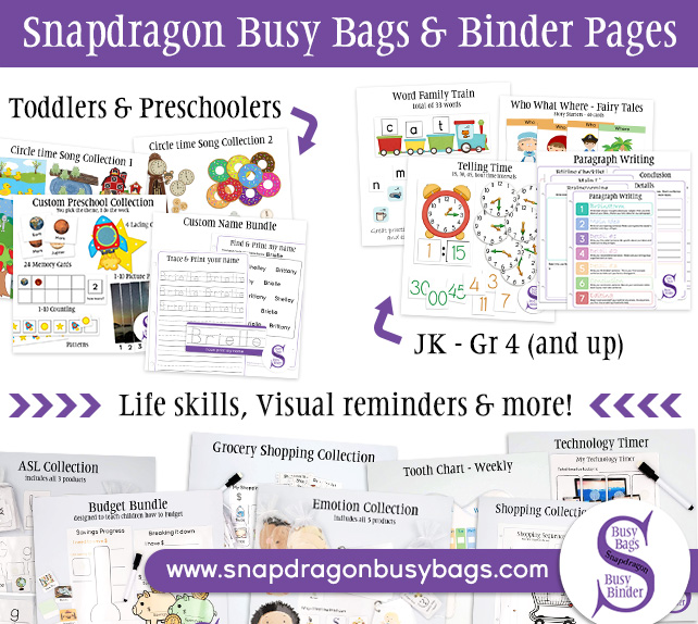 Snapdragon Busy Bags | 328 Hatt St, Dundas, ON L9H 2H7, Canada | Phone: (905) 515-2062