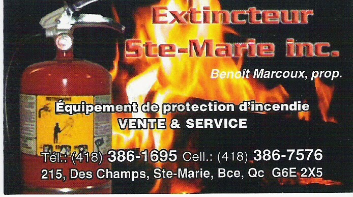 Extincteur Ste-Marie Inc | 204 Av. des Champs, Sainte-Marie, QC G6E 2X4, Canada | Phone: (418) 386-7576