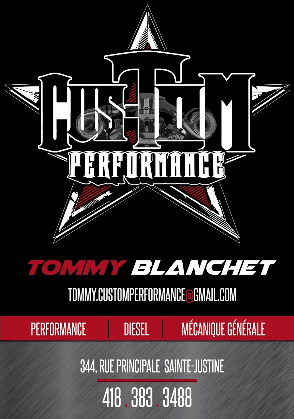 Custom Performance | 344 Rue Principale, Sainte-Justine, QC G0R 1Y0, Canada | Phone: (418) 383-3488