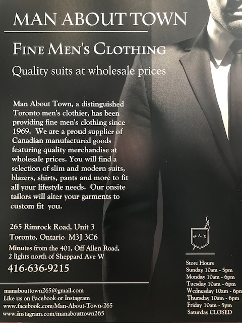 Man About Town | 265 Rimrock Rd, North York, ON M3J 3C6, Canada | Phone: (416) 636-9215
