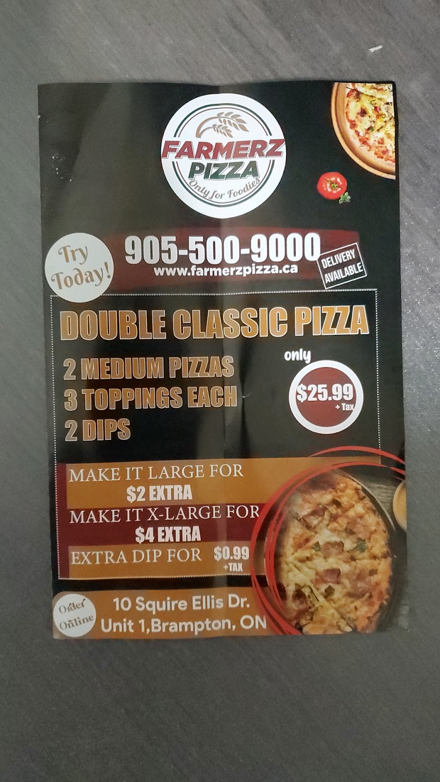 Farmerz Pizza | 10 Squire Ellis Dr, Brampton, ON L6P 4K6, Canada | Phone: (905) 790-5000