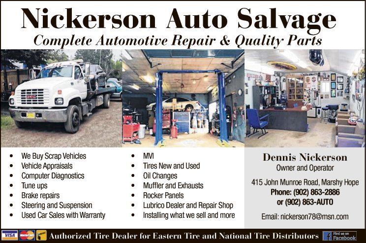 Nickerson Auto Salvage | 415 John Munroe Road, Antigonish, Marshy Hope, NS B2G 2K8, Canada | Phone: (902) 863-2886